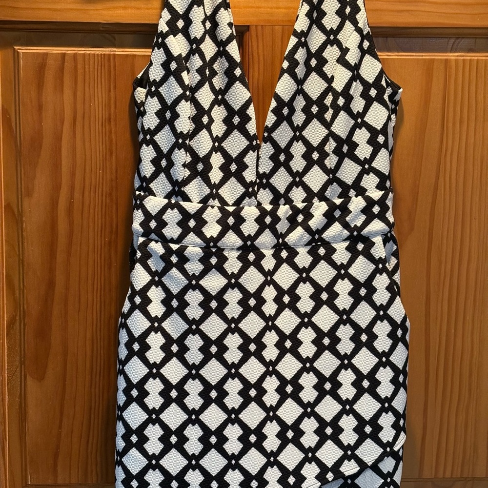 Elegant Black and White Geometric Romper